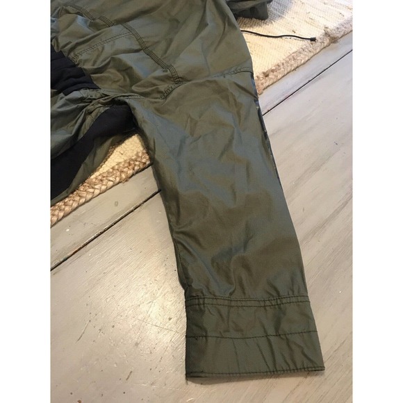 J Crew Olive Green Black Coated Military Utility Cinch Jacket Sz XXS Oversized - Picture 12 of 15